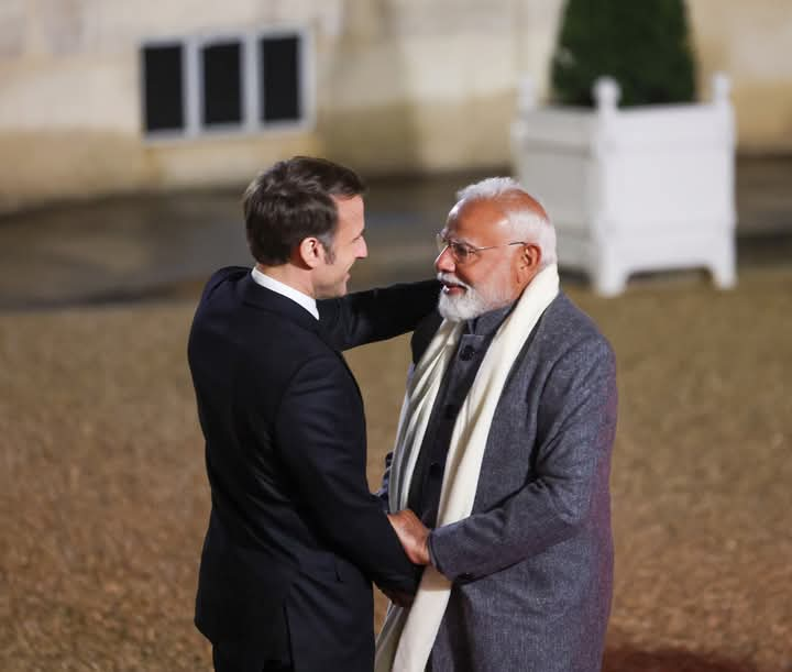 PM Modi meeting with President Emmanuel Macron in Paris