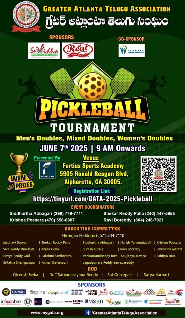 GREATER ATLANTA TELUGU ASSOCIATION PICKLEBALL TOURNAMENT