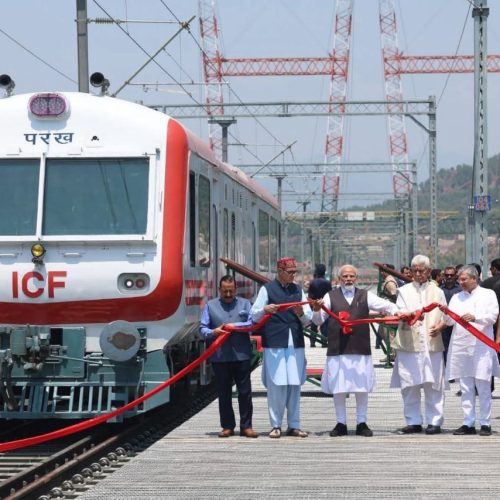 PM Modi at the majestic Anji Bridge in Jammu and Kashmir.