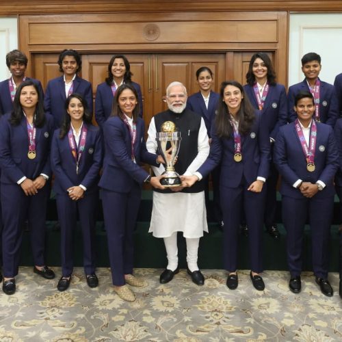 Prime Minister Modi with world cup victorious Indian women’s Cricket Team