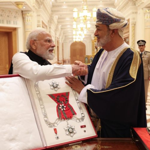 Prime Minister Modi Honoured with the Order of Oman (First Class) by His Majesty Sultan Haitham bin Tarik, the Government Oman