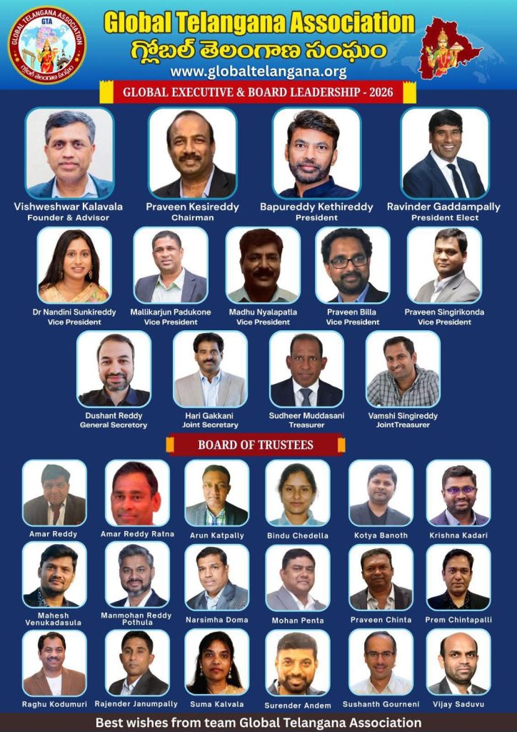 Global Telangana Association Global Executive Board Leadershio – 2026