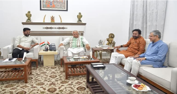 కేంద్ర మంత్రి మనోహర్ లాల్ ఖట్టర్ తో ముఖ్యమంత్రి రేవంత్ రెడ్డి, కేంద్రమంత్రి కిష‌న్ రెడ్డి భేటీ ..మెట్రో ఫేజ్‌-II పై చర్చ