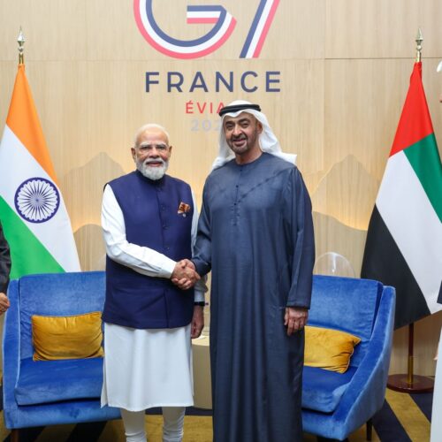 Prime Minister Modi meeting with Sheikh Mohamed bin Zayed Al Nahyan,UAE in G7 Summit