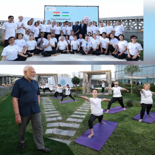 Prime Minister Narendra Modi witnessed a Yoga session in Tashkent, Uzbekistan.