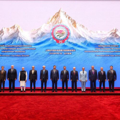 Prime Minister Narendra Modi along with SCO leaders in Bishkek