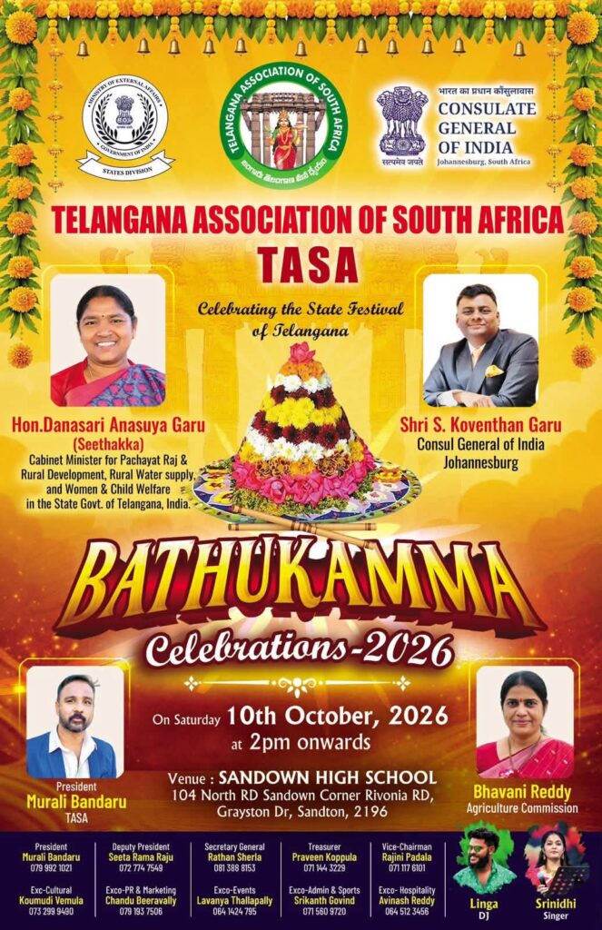TELANGANA ASSOCIATION OF SOUTH AFRICA BATHUKAMMA Celebrations -2026